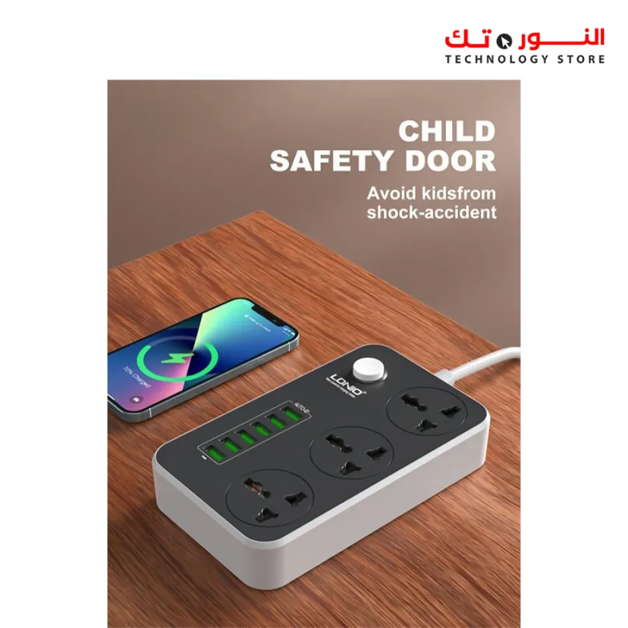 LDNIO SC3604 Power Strip 6 USB Ports With 3 AC Sockets