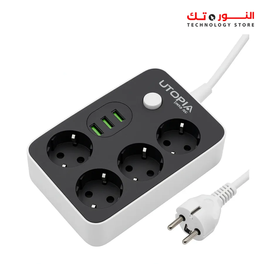 UTOPIA Power Strip U‑150 4 SOCKET 3 USB 2M