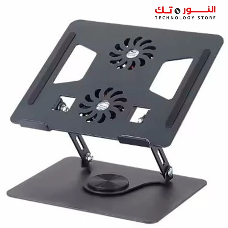 YL-906 Laptop Stand, with 360° Rotating Base, Dual Cooling Fans