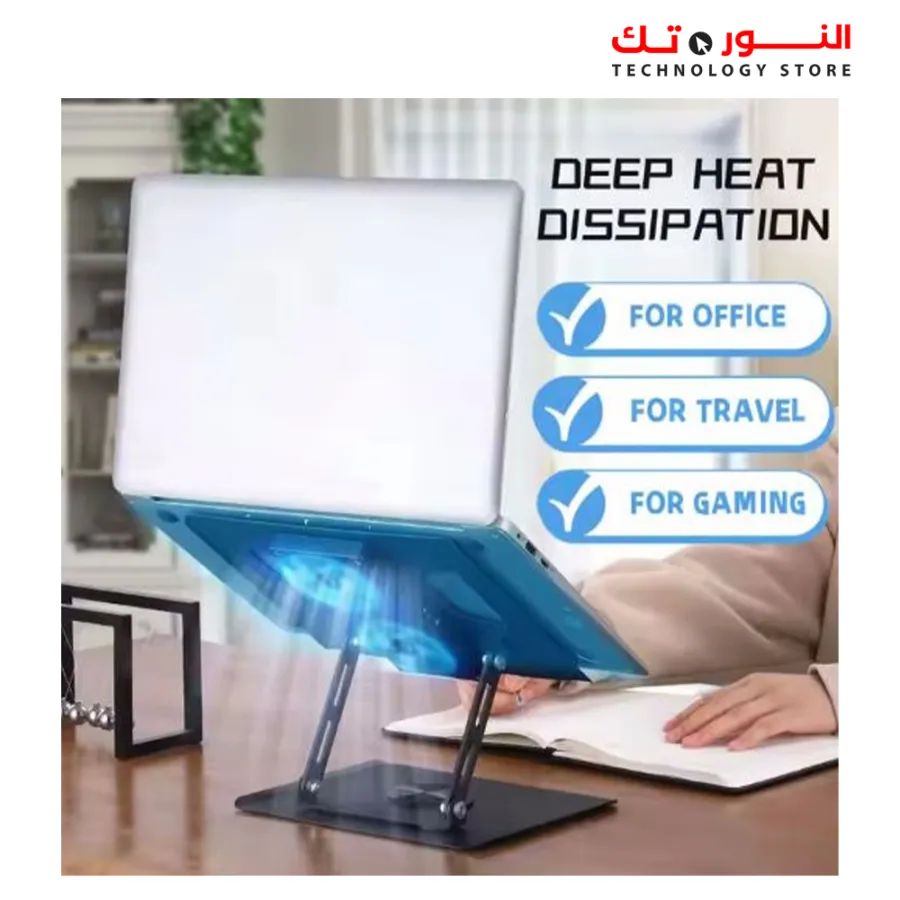 YL-906 Laptop Stand, with 360° Rotating Base, Dual Cooling Fans
