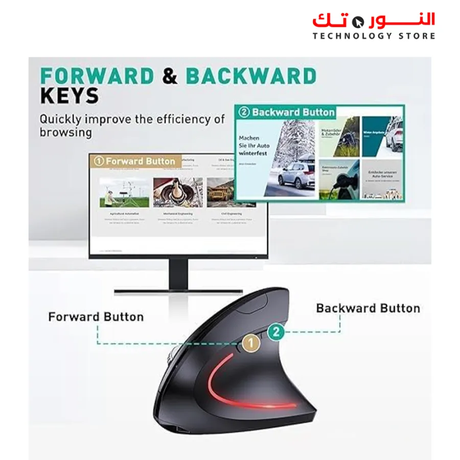 [G-5000] Rechargeable Ergonomic Vertical Wireless Mouse, (2 in 1) Bluetooth & 2.4GHz