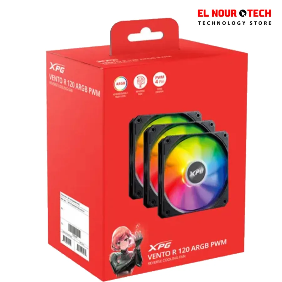 XPG VENTO R ARGB REVERSE Case Fan 120mm — 3x pack