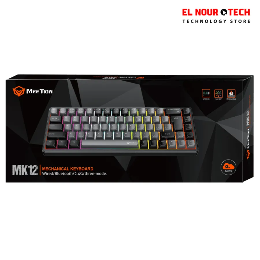 MEETION MK12 65% RGB Arabic  Triple Mode  Wireless And Bluetooth Mechanical Keyboard