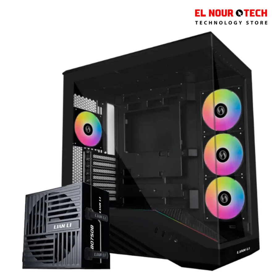 Lian Li Vector V100R MINI Black Mid Tower Gaming Case Bundle with RB750B 750W 80 PLUS Bronze ATX 3.1 Non-Modular Power Supply