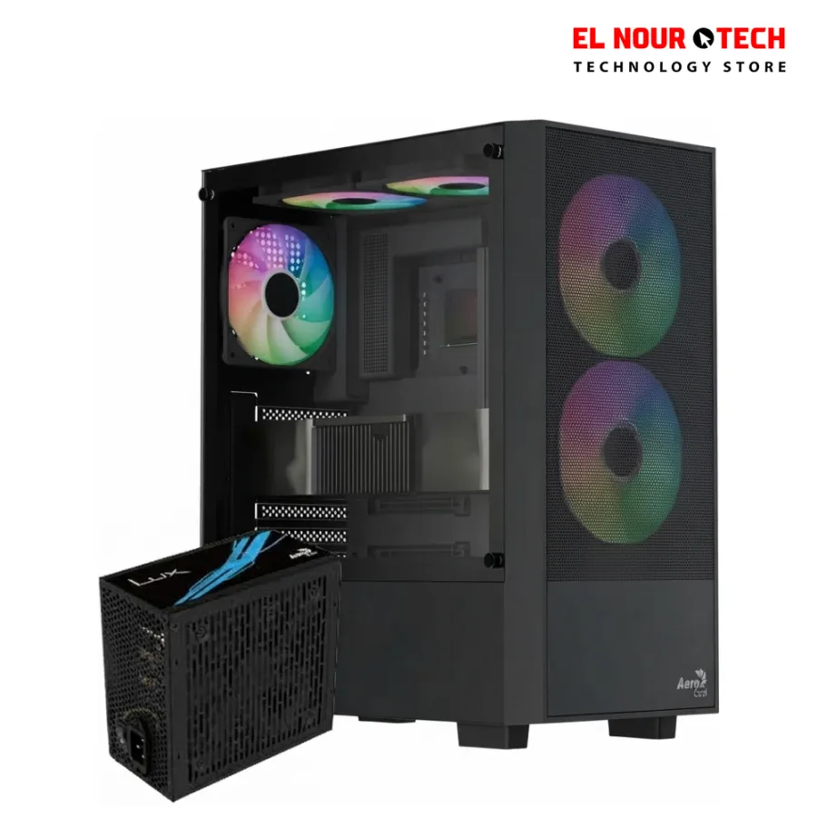 AEROCOOL B508A ARGB Flow + Lux 650w 80 Plus BRONZE Mid Tower Case