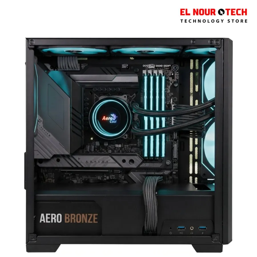 AEROCOOL P500C BLACK V1 Mid-Tower Case with 4FAN ARGB + AERO BRONZE 750W PSU