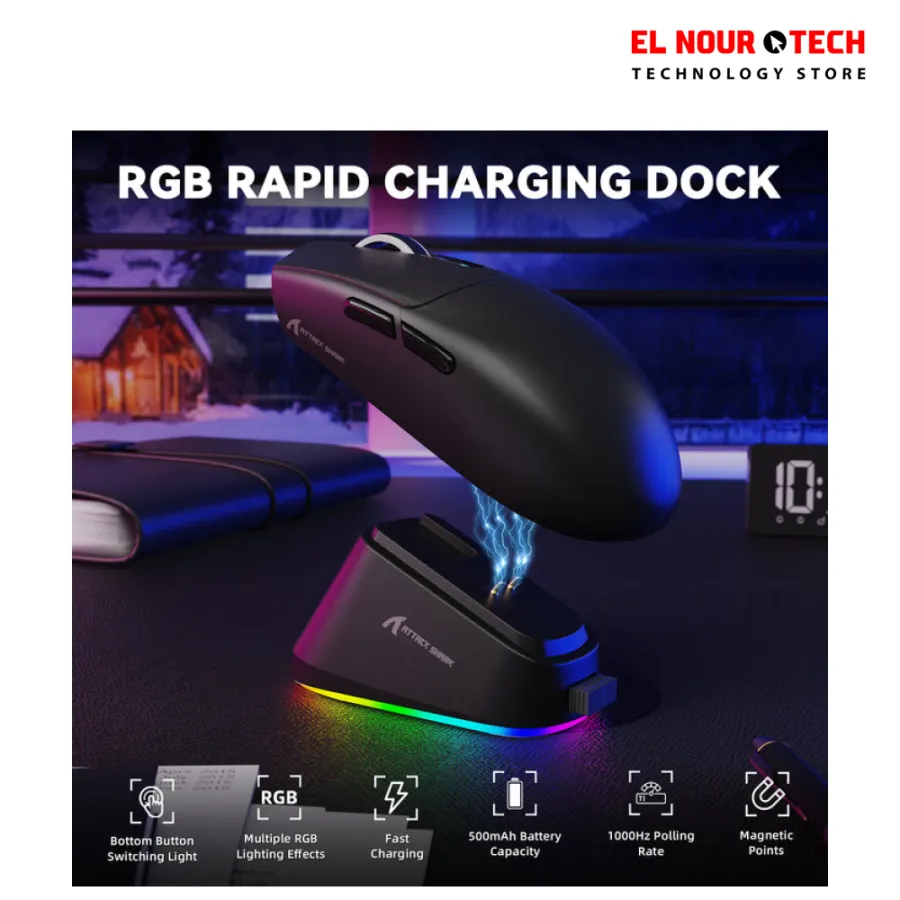 ATTACK SHARK G3 PRO Tri-mode Wireless Gaming Mouse Black