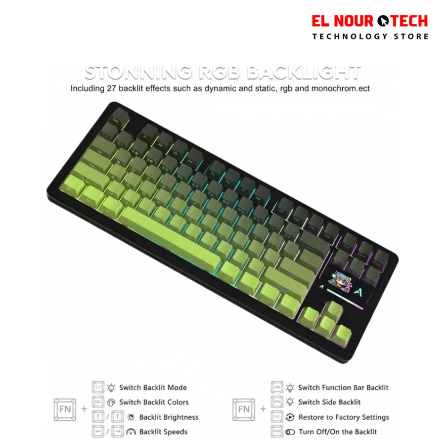 Attack Shark M87 Pro V2 Tri Mode RGB Green Tea Gaming Keyboard