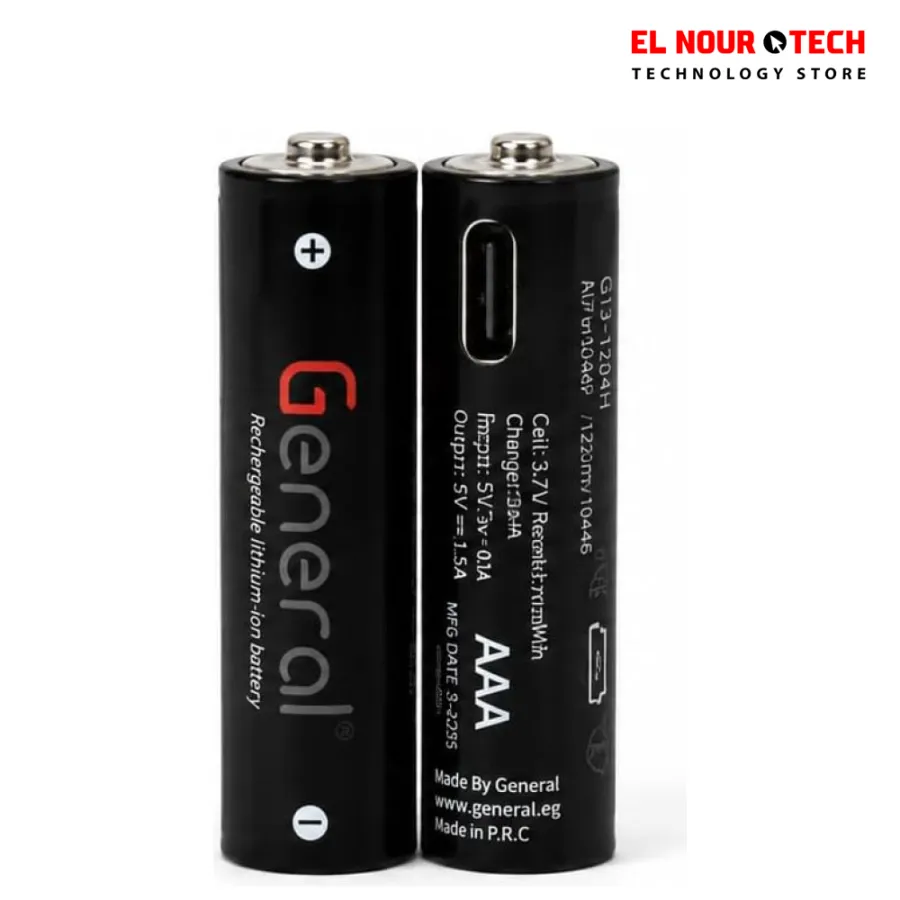 General Rechargeable AAA USB-C Batteries - 814mWh - 2 Pack