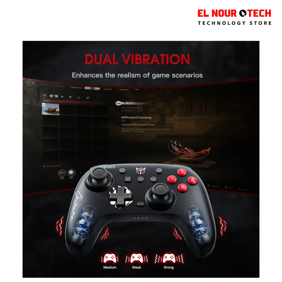 ONIKUMA C1 RGB Bluetooth Gaming Controller Gamepad 6-Axis Gyroscope with Turbo Motion &amp; Vibration – For PC Gaming Console