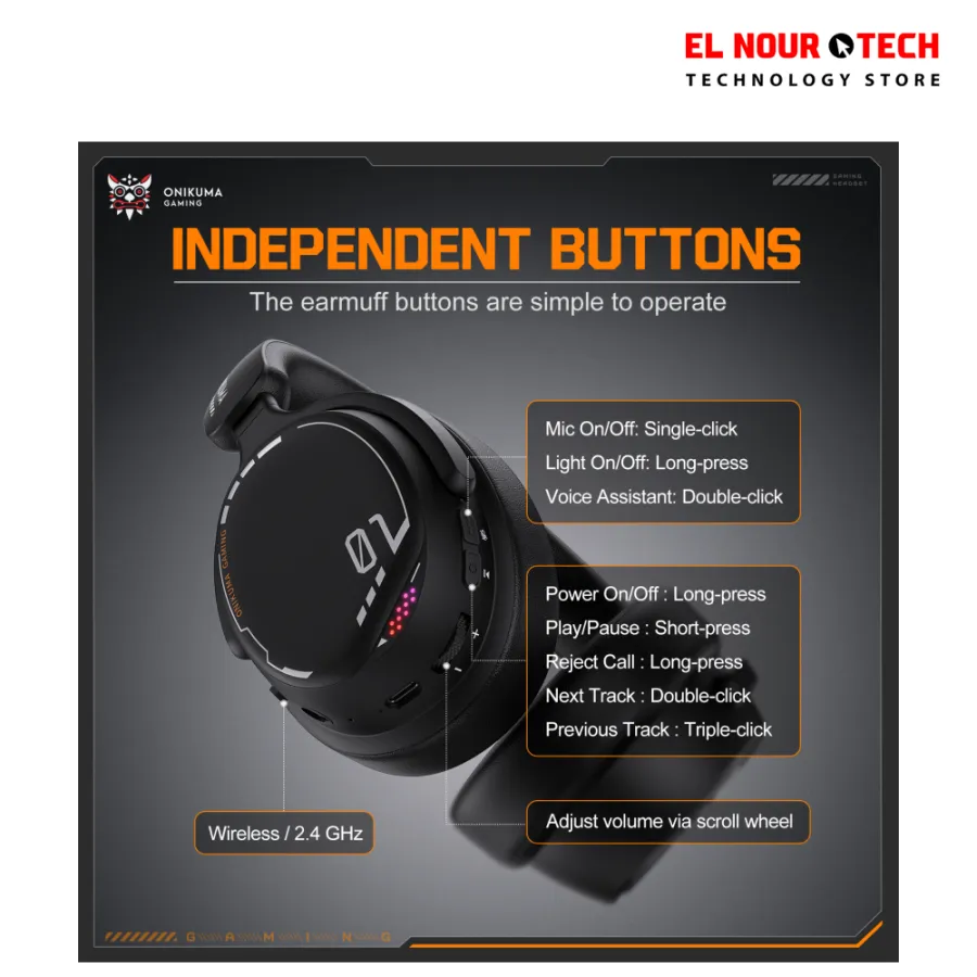 ONIKUMA GT886 3-Mode Wireless EECHARGEABLE Gaming Headset