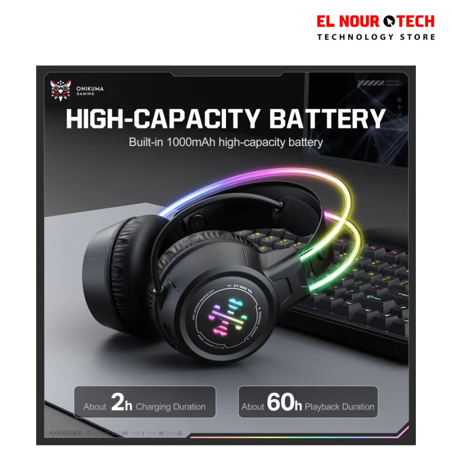 ONIKUMA GT889 RGB 3-Mode Wireless with Lighting Gaming Headset