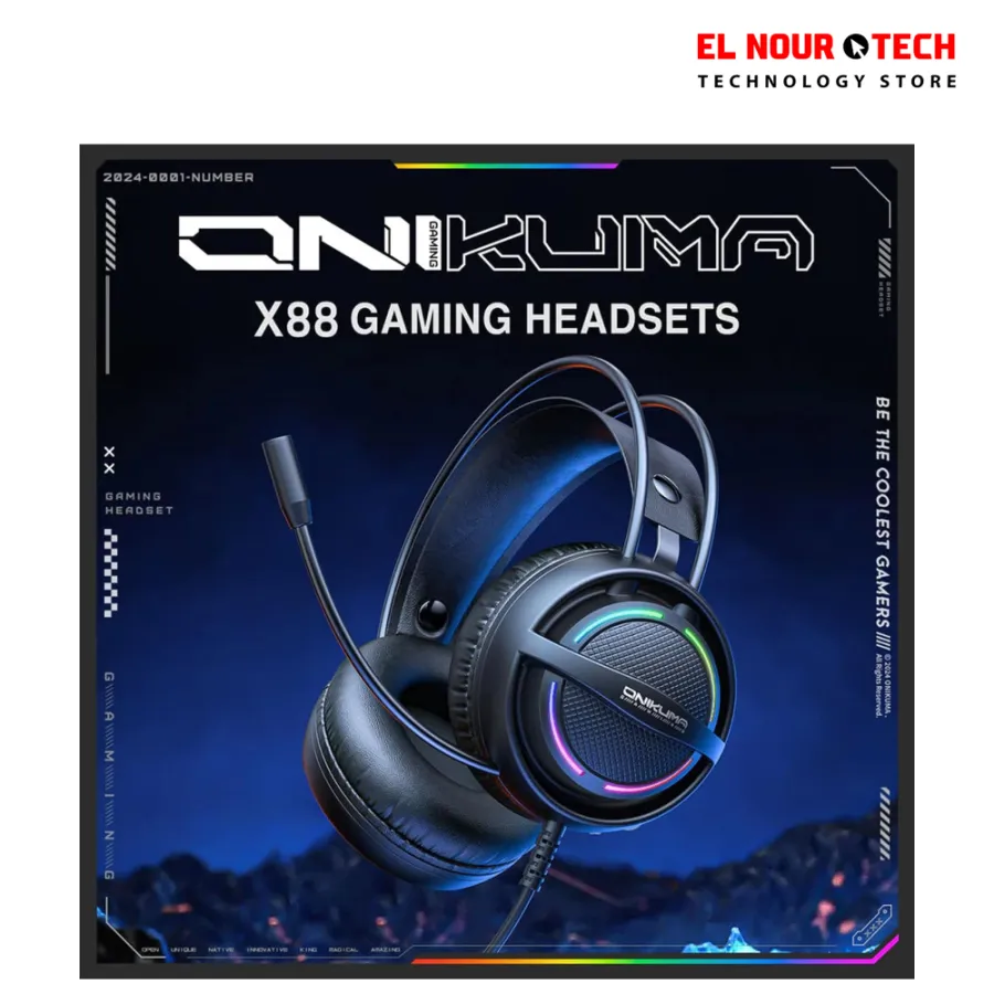 ONIKUMA X88 RGB Wired Gaming Headset - Black