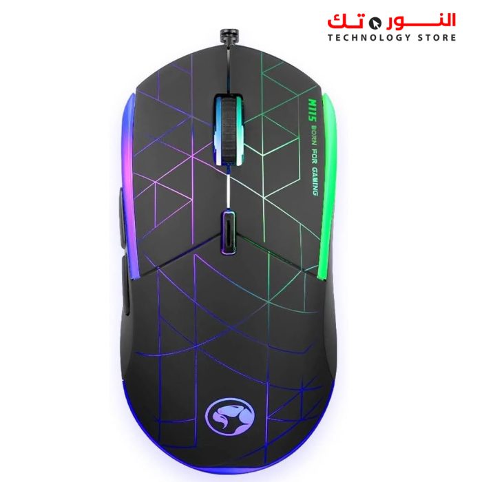 MARVO Scorpion M115 Gaming Mouse, USB 2.0, 7 LED Colours, Adjustable up to 4000 DPI, Gaming Grade Optical Sensor with 6 Programmable Buttons