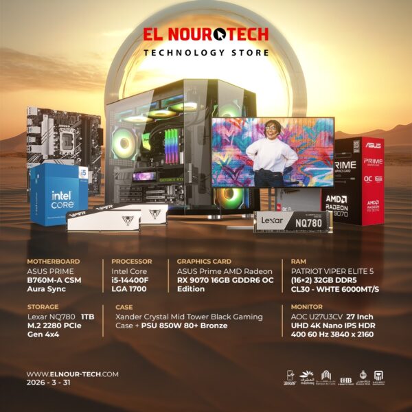 BUNDLE Intel Core i5-14400F + ASUS Prime AMD Radeon™ RX 9070 16GB GDDR6 OC Edition