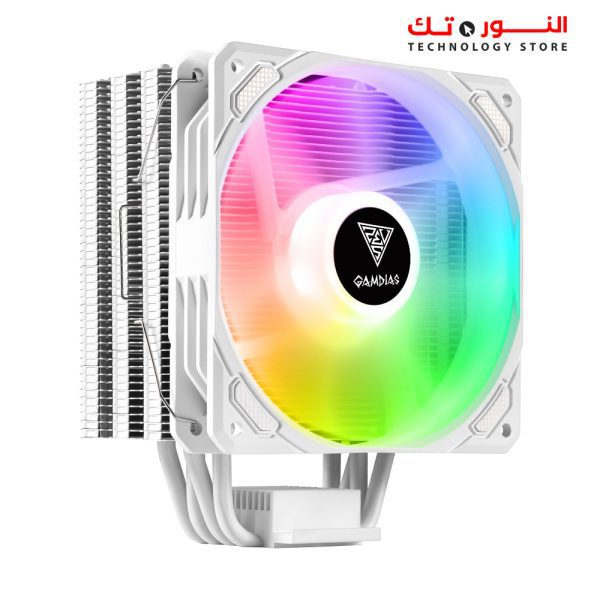 GAMDIAS BOREAS E1-410 ARGB CPU Cooler - 4 Copper Heatpipes With Hydraulic Bearing PWM Fan WHITE