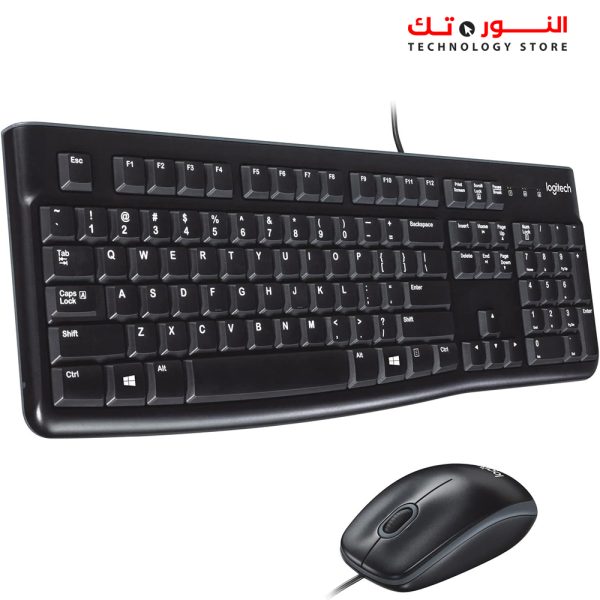 Logitech MK120 Wired Keyboard and Mouse Combo for Windows, Optical Wired Mouse, Full-Size Keyboard, USB Plug-and-Play, Compatible with PC, Laptop - Black