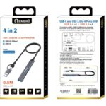 ⁦STANDARD 9701 HUB USB-C UCA Adapter Cable USB-C To USB 3.0 With Four Ports HUB And High Speed For Multi Devices 0.5M⁩ - الصورة ⁦5⁩