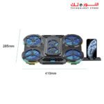 ⁦Standard ICE-08 Cooling Pad Gaming Laptop Stand With Mobile Holder – 6x Blue LED Fans Multi Speed – LCD Screen – RGB Side Lights – 2 x USB -12 UP to 17 Inch | Black⁩ - الصورة ⁦3⁩