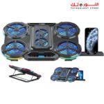 ⁦Standard ICE-08 Cooling Pad Gaming Laptop Stand With Mobile Holder – 6x Blue LED Fans Multi Speed – LCD Screen – RGB Side Lights – 2 x USB -12 UP to 17 Inch | Black⁩ - الصورة ⁦4⁩
