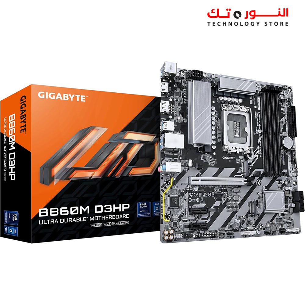 GIGABYTE B860M D3HP Motherboard – Intel Core Ultra Series CPUs, 4+1+2+1 Phases VRM, up to 9066MHz DDR5, 2xPCIe 4.0 M.2, GbE LAN, USB 3.2 Gen 1