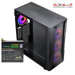 Xander Velox Gaming Case Mid Tower 4 Fan RGB CONTROLLER Black + PSU 600W +80 PLUS WHITE fixed cable