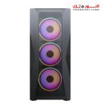 ⁦Xander Velox Gaming Case Mid Tower 4 Fan RGB CONTROLLER Black + PSU 600W +80 PLUS WHITE fixed cable⁩ - الصورة ⁦4⁩