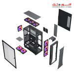 ⁦Xander Velox Gaming Case Mid Tower 4 Fan RGB CONTROLLER Black + PSU 600W +80 PLUS WHITE fixed cable⁩ - الصورة ⁦8⁩