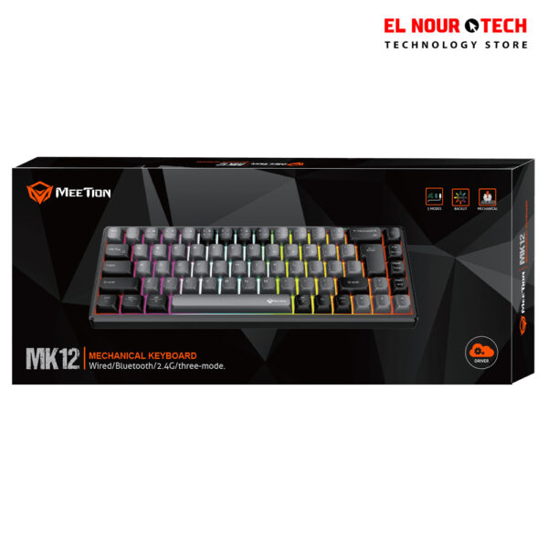 MEETION MK12 65% RGB Arabic  Triple Mode  Wireless And Bluetooth Mechanical Keyboard