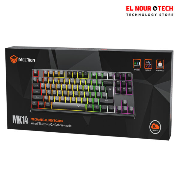 Meetion MK14 TKL RGB 3 Mode Rechargeable Wireless Bluetooth Mechanical Keyboard