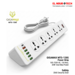 مشترك كهرباء GIGAMAX MTS-1205 عيون 10 + 5 USB + 1 Type-C