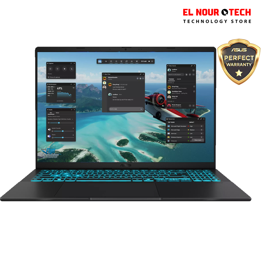 ASUS V16 V3607VH-RP007W – Intel CORE 7 240H – 16GB DDR5 – SSD 1TB – NVIDIA GeForce RTX 5050 8GB – 16″ WUXGA 144Hz – WIN 11 – Matte Black